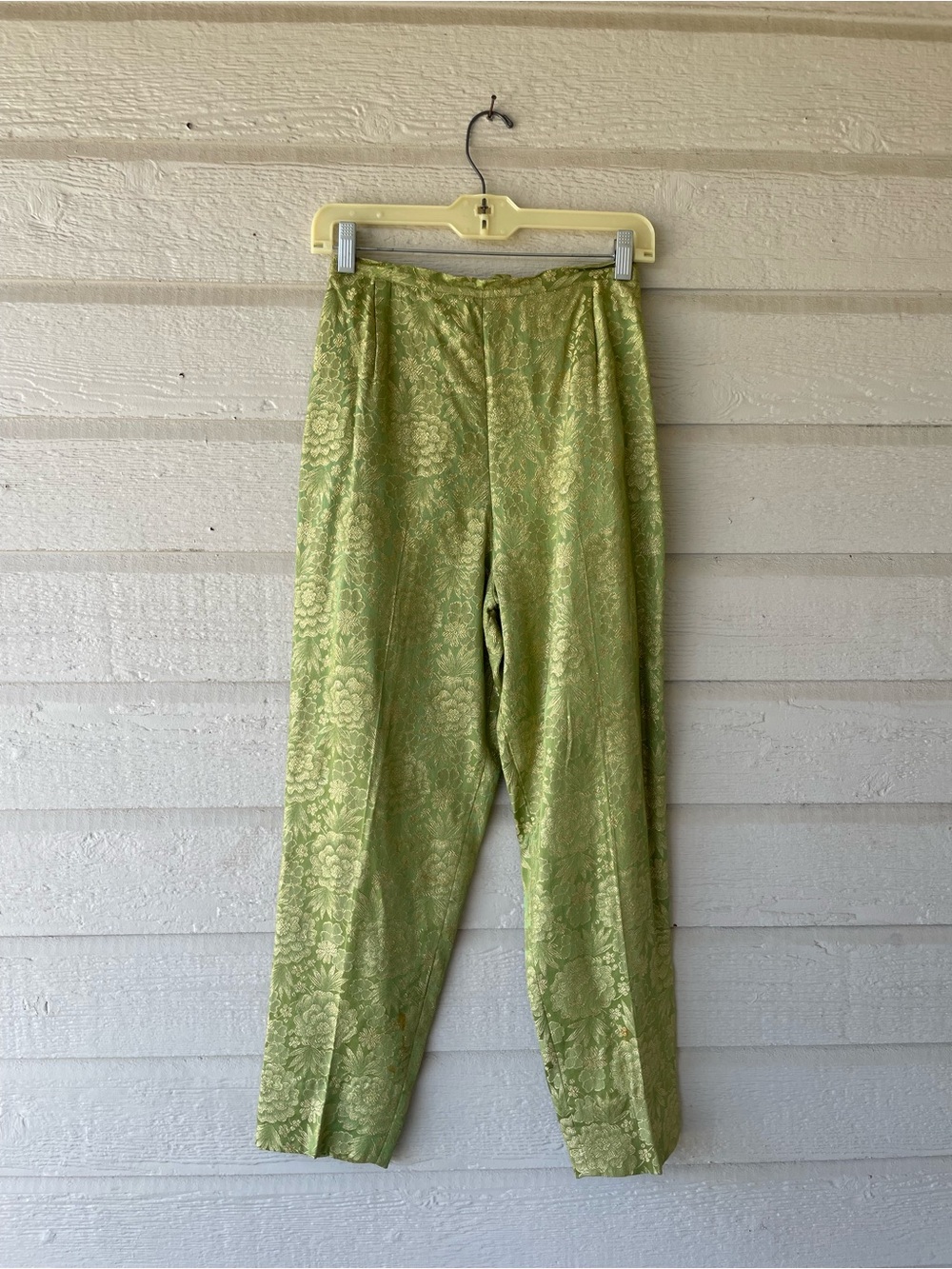 Vintage Kamehameha 2-Pc Green/Gold Floral Woven Blazer/Pant Set - Picture 10 of 13